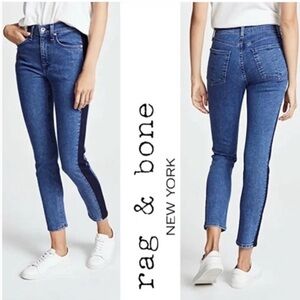 Rag and Bone Womens 25 Mazie Jeans High Rise skinny Denim Double Indigo Stripe